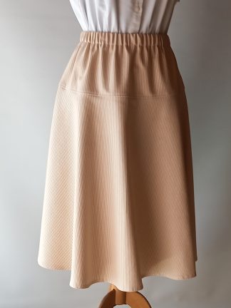 Denim nederdel med gule mælkestriber